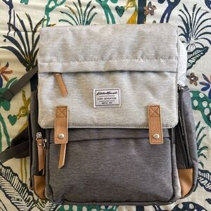 Eddie Bauer Gray and Tan diaper bag Backpack